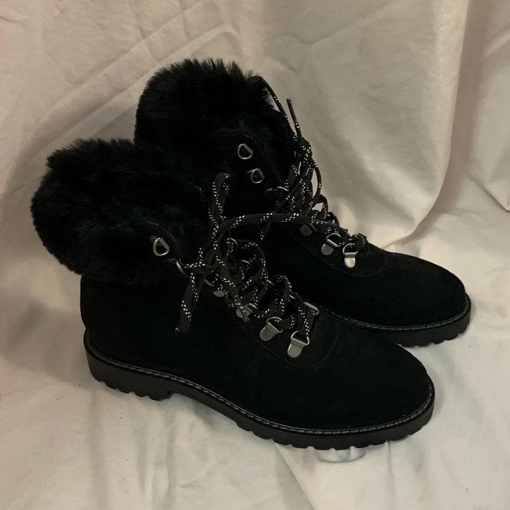 NEW black fur combat boots
